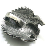 Men's Stainless Steel Feather Skull Pendant with Red Stone