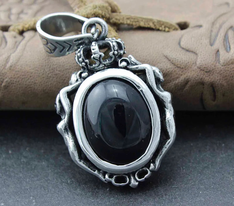 Men's Stainless Steel Biker Punk Crystal Charm Necklace