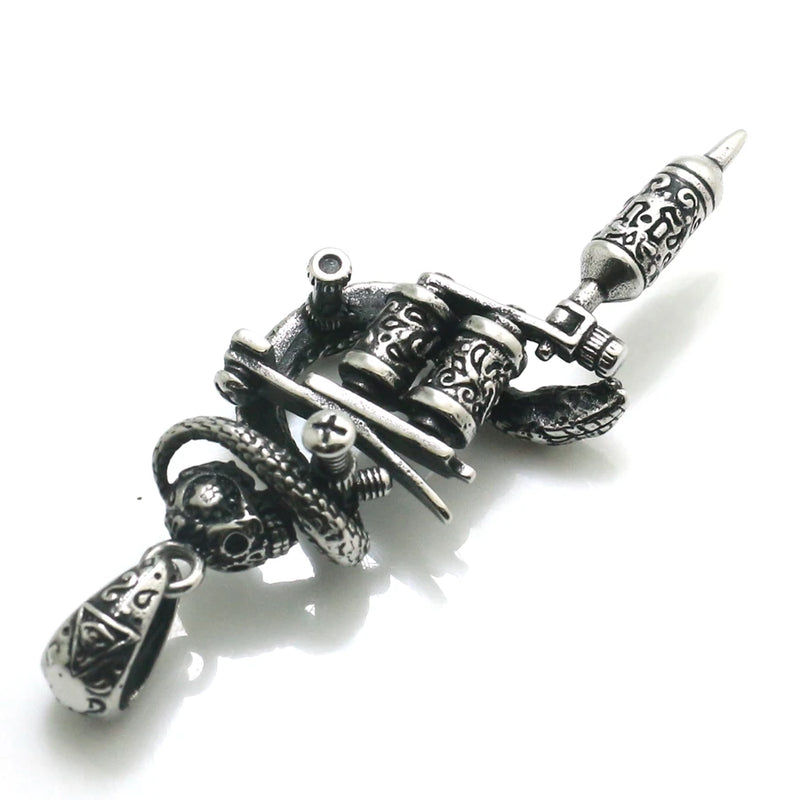 316L Stainless Steel Gothic Skull Tattoo Pendant Necklace