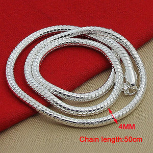 4mm Silver Snake Chain Necklace 925 Sterling Silver Jewelry