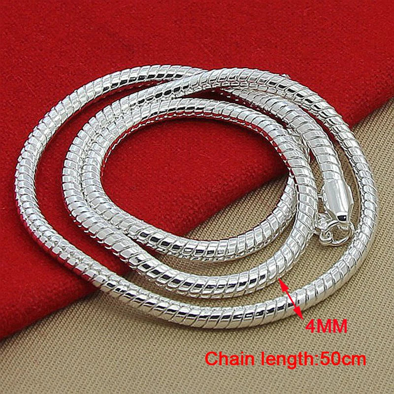4mm Silver Snake Chain Necklace 925 Sterling Silver Jewelry