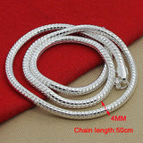 4mm Silver Snake Chain Necklace 925 Sterling Silver Jewelry
