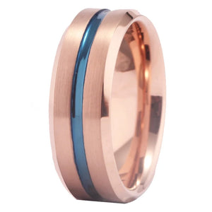 Men's 8mm Matte Finish Rose Gold Tungsten Ring Size 6-13