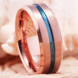 Men's 8mm Matte Finish Rose Gold Tungsten Ring Size 6-13