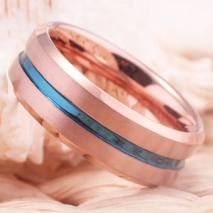 Men's 8mm Matte Finish Rose Gold Tungsten Ring Size 6-13