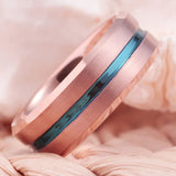Men's 8mm Matte Finish Rose Gold Tungsten Ring Size 6-13