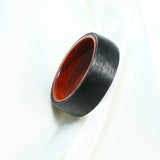 Men's Carbon Fiber & Koa Wood Wedding Band Ring 8mm