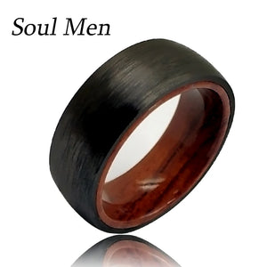 Men's Carbon Fiber & Koa Wood Wedding Band Ring 8mm