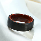 Men's Carbon Fiber & Koa Wood Wedding Band Ring 8mm