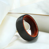 Men's Carbon Fiber & Koa Wood Wedding Band Ring 8mm