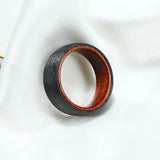 Men's Carbon Fiber & Koa Wood Wedding Band Ring 8mm