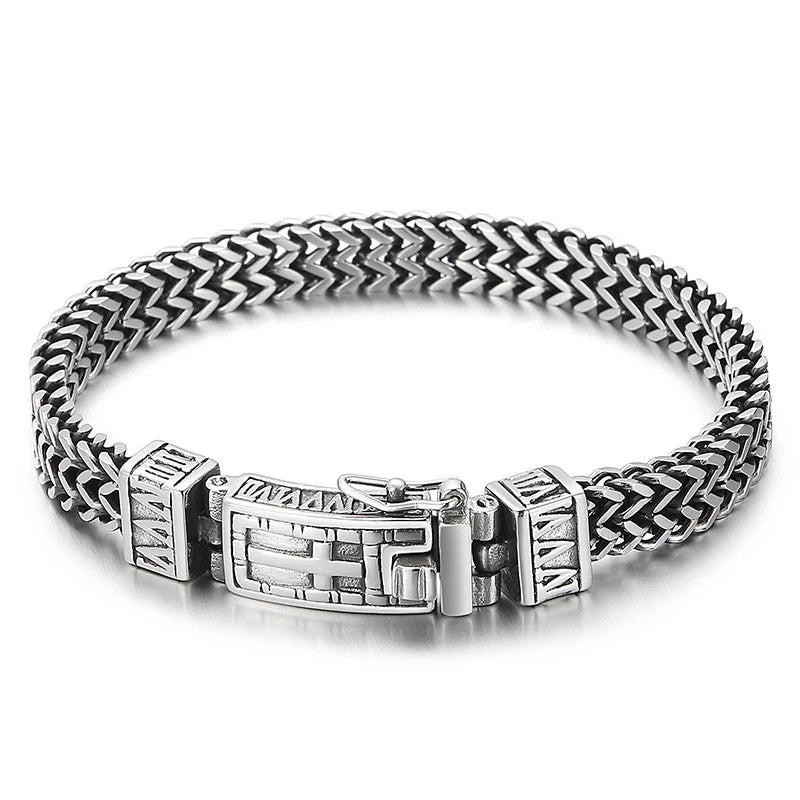 Men's Cross Bracelet 8mm Steel Punk Stainless