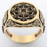 Men's 925 Silver Domineering Ring 18k Yellow Plated Rose Ring