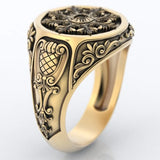 Men's 925 Silver Domineering Ring 18k Yellow Plated Rose Ring