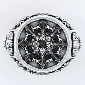Men's 925 Silver Domineering Ring 18k Yellow Plated Rose Ring