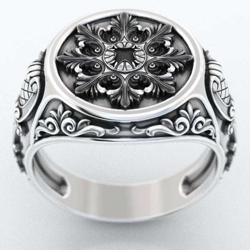 Men's 925 Silver Domineering Ring 18k Yellow Plated Rose Ring