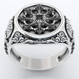 Men's 925 Silver Domineering Ring 18k Yellow Plated Rose Ring
