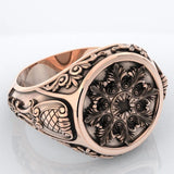 Men's 925 Silver Domineering Ring 18k Yellow Plated Rose Ring