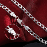 Men's 925 Silver Necklace 2-12MM 40-75cm Face Chain Lobster Clasp