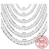 Men's 925 Silver Necklace 2-12MM 40-75cm Face Chain Lobster Clasp