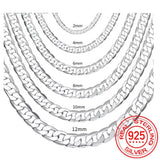 Men's 925 Sterling Silver Necklace 2/4/6/8/10/12MM 40-75cm