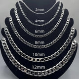 925 Silver Necklace 2-12MM 40-75cm Men Women Face Chain Jewelry