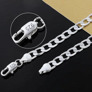 Men's 925 Silver Necklace 2-12mm 40-75cm Chain Lobster Clasp Jewelry