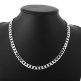 925 Silver Necklace 2-12mm 40-75cm Face Chain Lobster Clasp Men Women Jewelry
