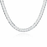 925 Silver Necklace 2-12mm 40-75cm Face Chain Lobster Clasp Men Women Jewelry