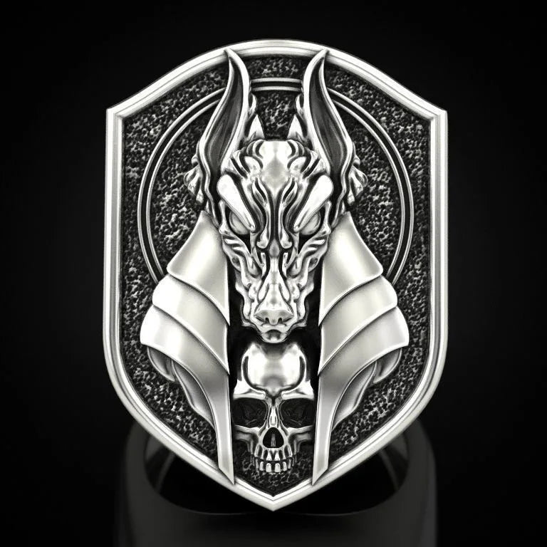 Men's 925 Vintage Thai Silver Wolf Head Ring Party Gift Jewelry Ring