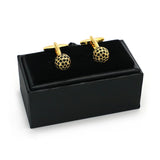Men's Copper Ball Cuff Links with Golden Crystal Cufflinks