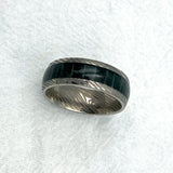 Women's Titanium Wedding Band Damascus Steel Pattern Ring