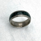 Women's Titanium Wedding Band Damascus Steel Pattern Ring