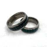 Women's Titanium Wedding Band Damascus Steel Pattern Ring