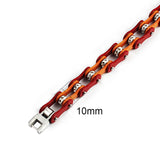 Men's Stainless Steel Bicycle Bracelet Red Orange Biker Chain Logo Gift