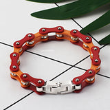 Men's Stainless Steel Bicycle Bracelet Red Orange Biker Chain Logo Gift