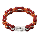 Men's Stainless Steel Bicycle Bracelet Red Orange Biker Chain Logo Gift