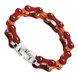 Men's Stainless Steel Bicycle Bracelet Red Orange Biker Chain Logo Gift