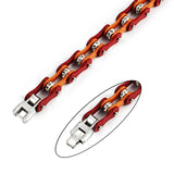 Men's Stainless Steel Bicycle Bracelet Red Orange Biker Chain Logo Gift