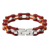 Men's Stainless Steel Bicycle Bracelet Red Orange Biker Chain Logo Gift