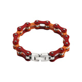 Men's Stainless Steel Bicycle Bracelet Red Orange Biker Chain Logo Gift