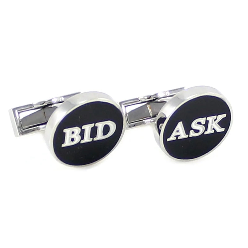 Men's Rhodium Plated Bid-Ask Cufflinks