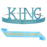 Men's Birthday Crown and Belt Set with Rhinestone KING Tiara for Birthday Party