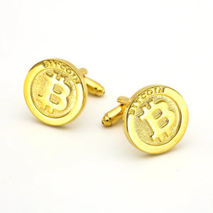 Men's Bitcoin Cuff Links Copper Material Golden