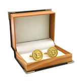 Men's Bitcoin Cuff Links Copper Material Golden