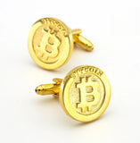 Men's Bitcoin Cuff Links Copper Material Golden