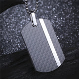 Men's Carbon Fiber Necklace Pendant Punk Dog Tag CF011P