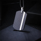 Men's Carbon Fiber Necklace Pendant Punk Dog Tag CF011P