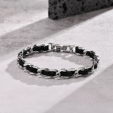 Men's Leather Chain Bracelets Waterproof Cuban Links Wristband