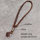 Men's Boho Triangle Pendant Leather Beaded Necklace